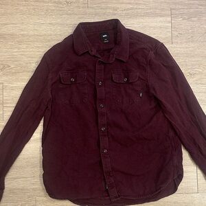 Vans Men's Casual Button Down Shirt - Burgundy